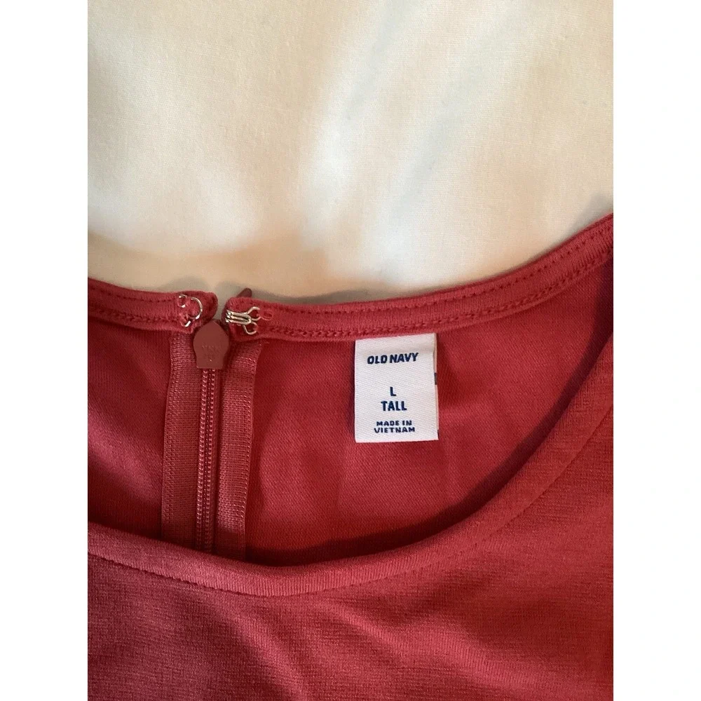 Old Navy Dress Large‎ Tall Red Flutter Sleeve Aline Stretch MIDI